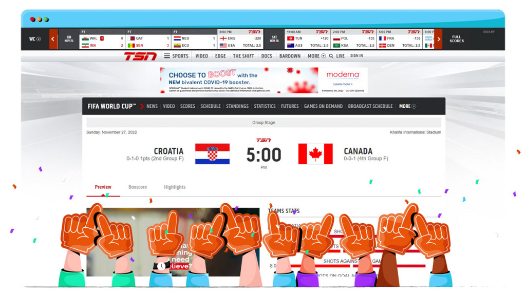 Canada vs Croatia streaming on TSN in Canada