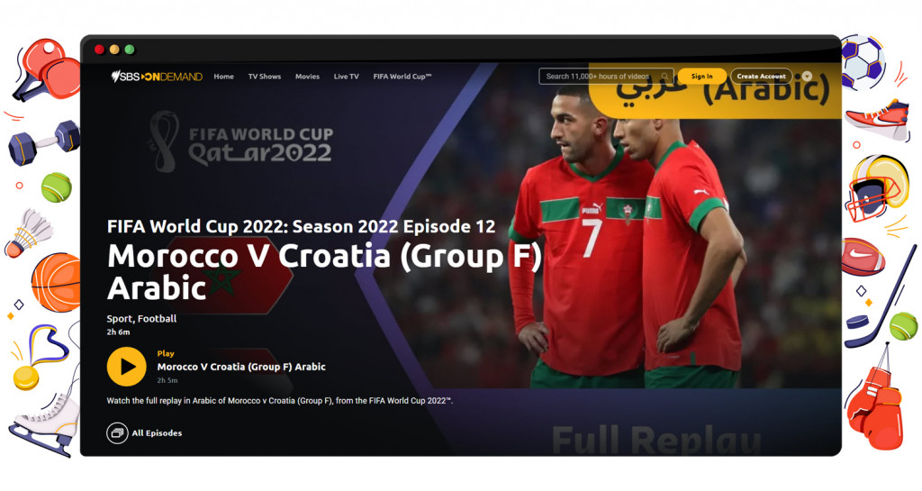 Morocco vs Croatia streaming for free in Arabic on SBS