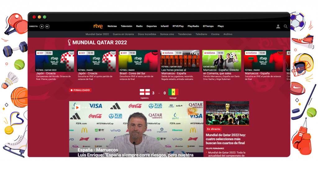 The World Cup streaming live and for free on RTVE in Spain