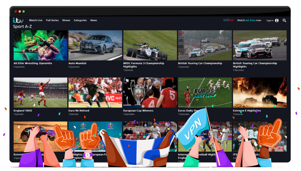 ITV Hub posiada szeroki katalog sportowy