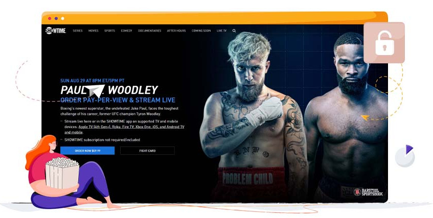 The Jake Paul and Tyron Woodley fight streaming on Showtime