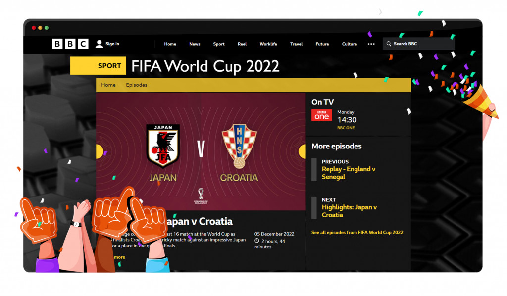 Japan - Croatia streaming live and for free on BBC iPlayer in the UK