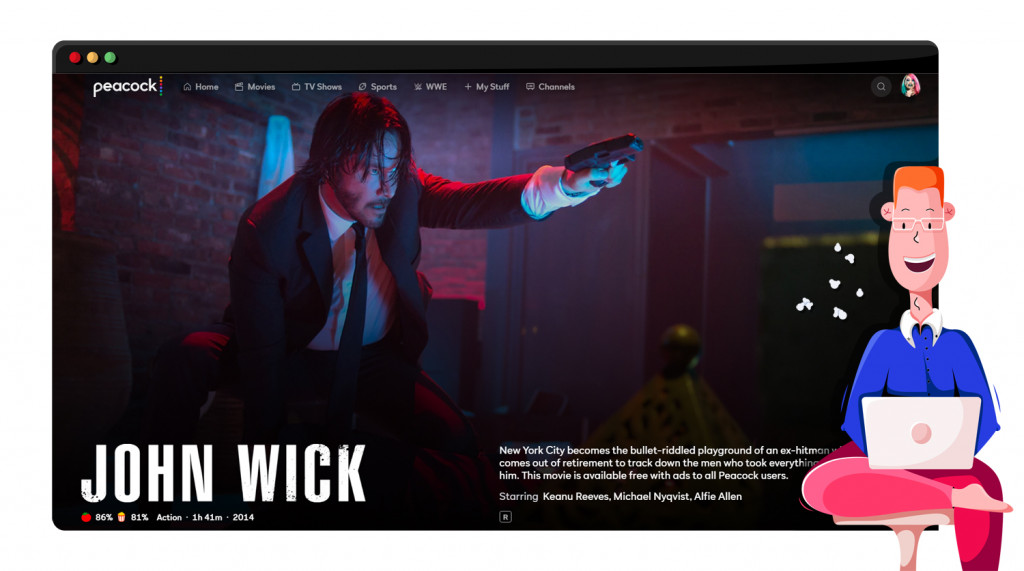 John Wick 1 gratis streaming op Peacock TV