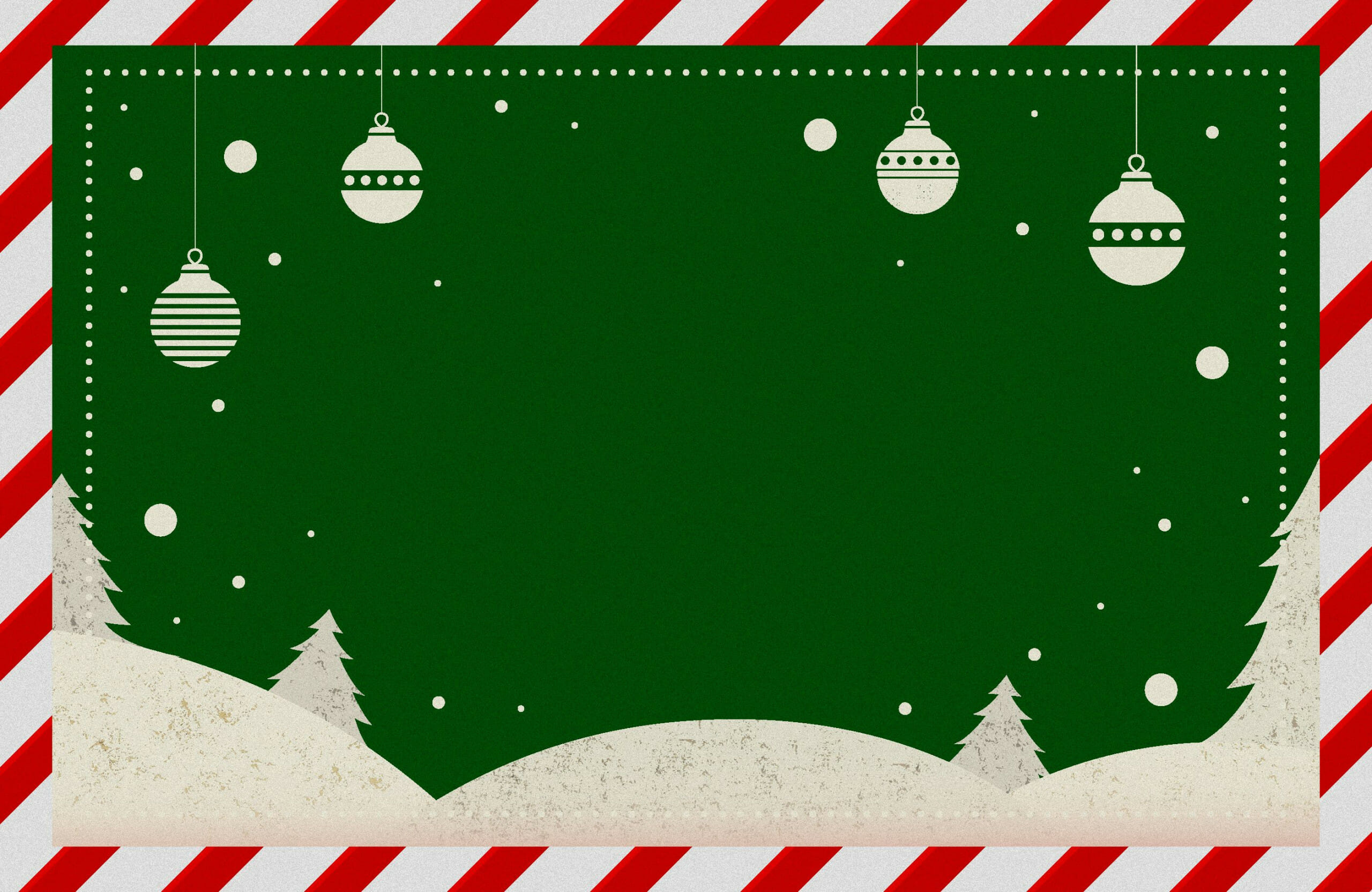 Christmas banner with green background and Christmas decorations