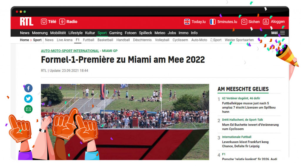 Miami GP 2022 streaming on RTL Zwee in Luxemburg