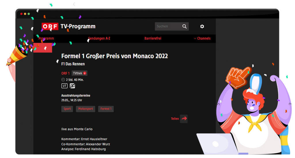 Monaco GP 2022 streaming on ORF 1
