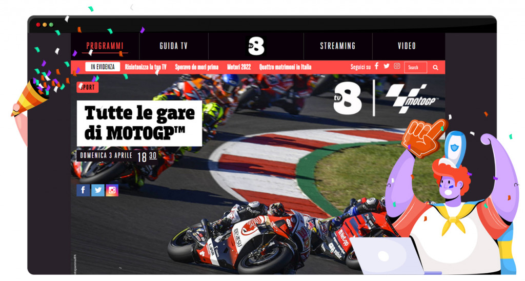 MotoGP in streaming su TV8 in Italia