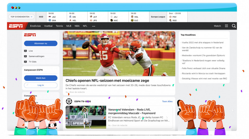 ESPN streaming the NFL in The Netherlands