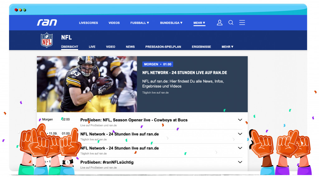 Ran.de transmite la NFL desde Alemania