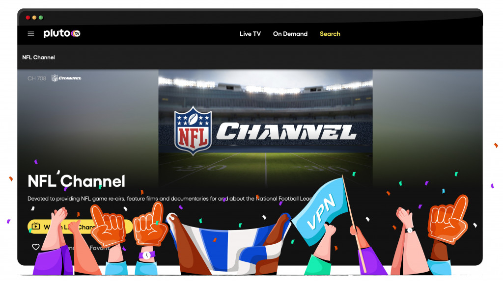 Pluto TV streaming the NFL from the US