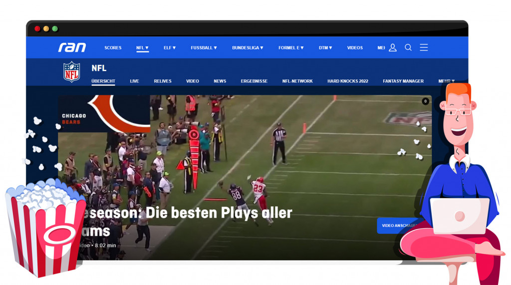 The 2022 NFL streaming live and free on Ran.de in Germany