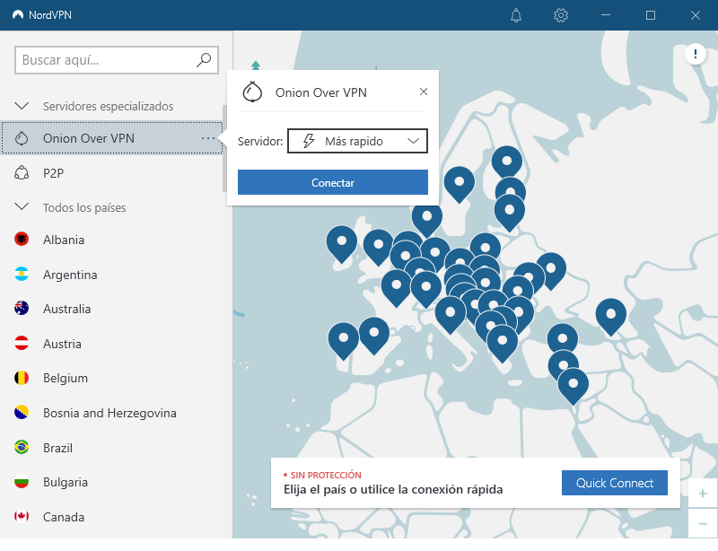 Opción NordVPN Onion over VPN