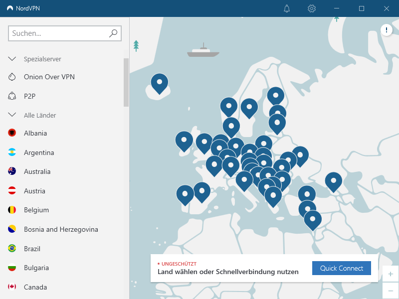 NordVPN-Desktop-Oberfläche