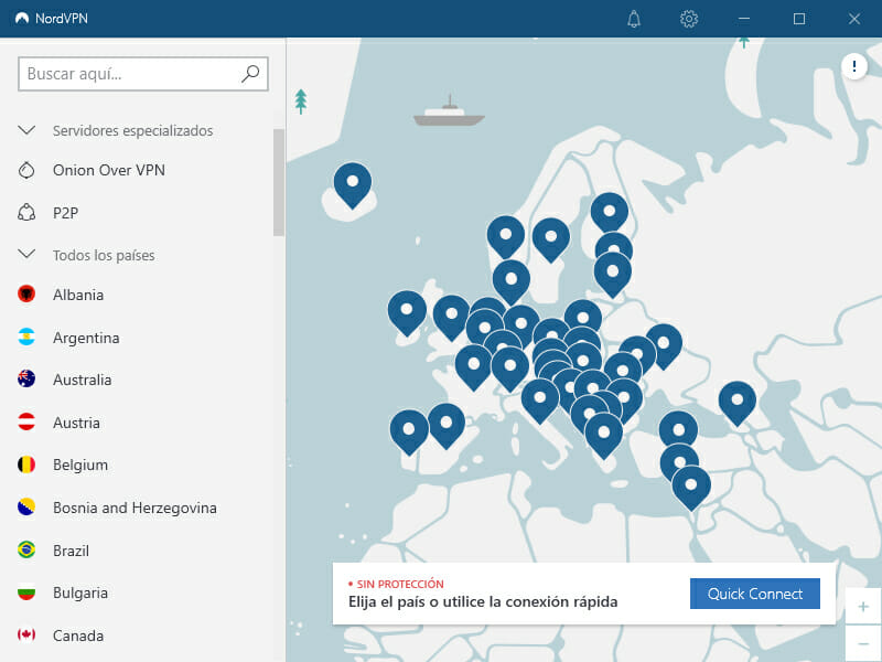 NordVPN App interfaz