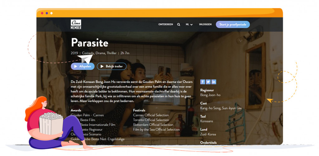 Parasite streaming op CineMember in Nederland