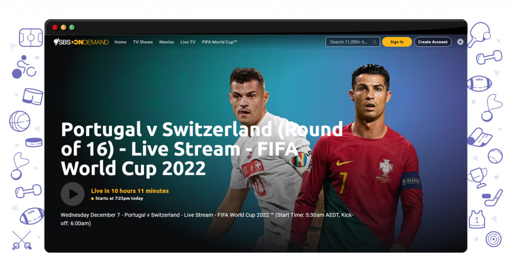 Portugal vs. Switzerland streaming live and for free on SBS on Demand in Australia