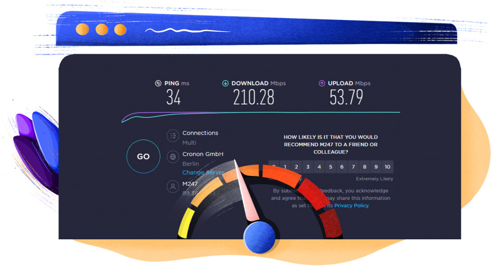 PrivadoVPN WireGuard second speed test