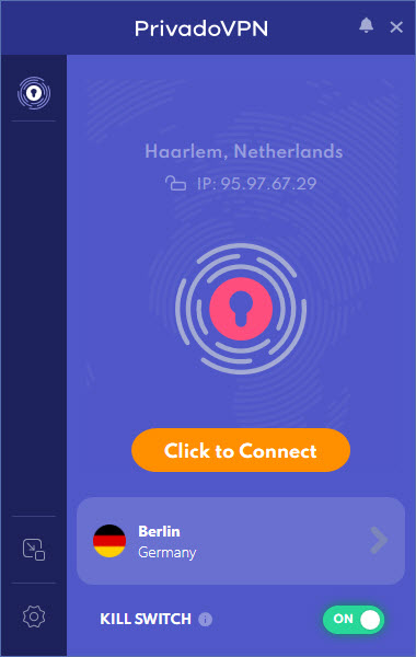 PrivadoVPN app disconnected