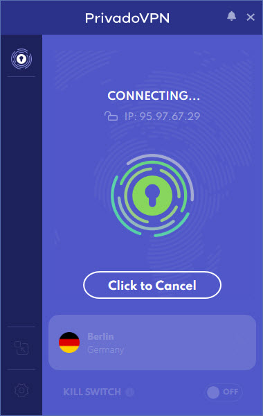 PrivadoVPN connecting