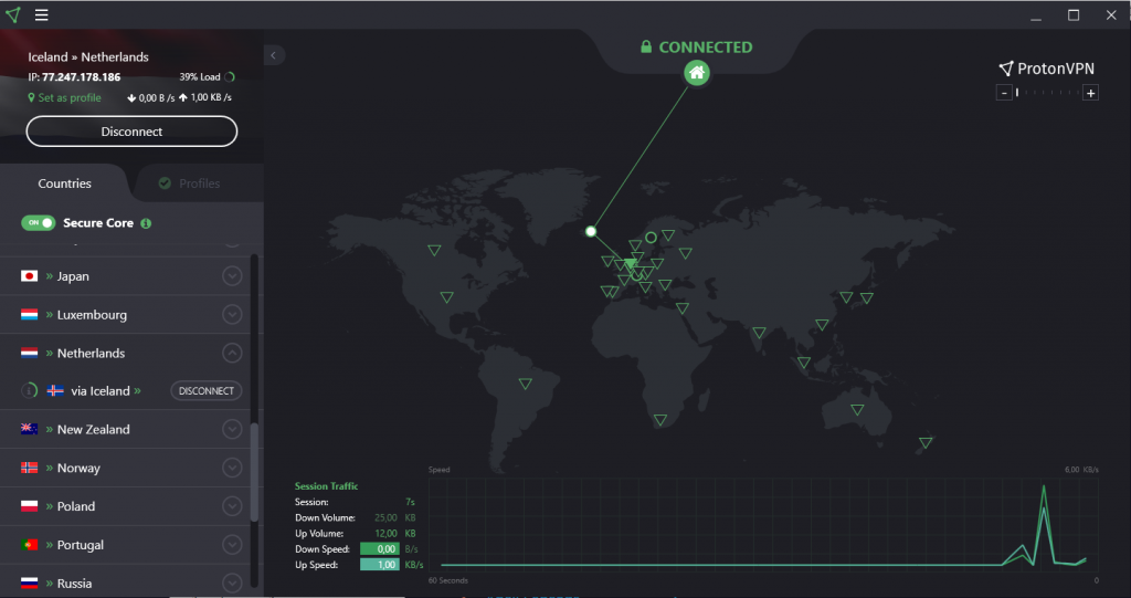 ProtonVPN uygulaması