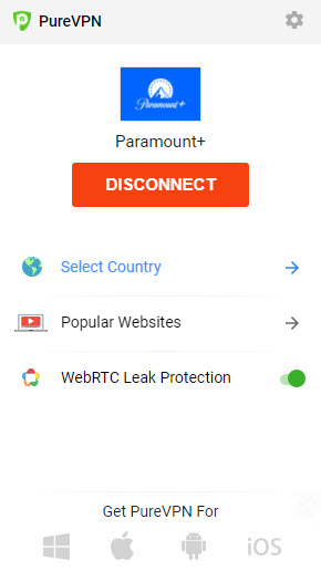 PureVPN browser extension unblocking Paramount+
