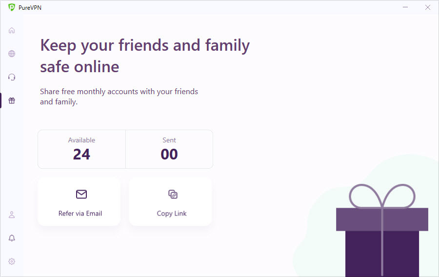 Free 1-month accounts to give away with PureVPN