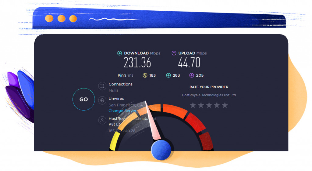 PureVPN's San Francisco server speed test