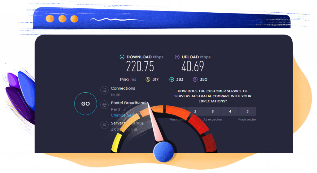 PureVPN Australian server speed test