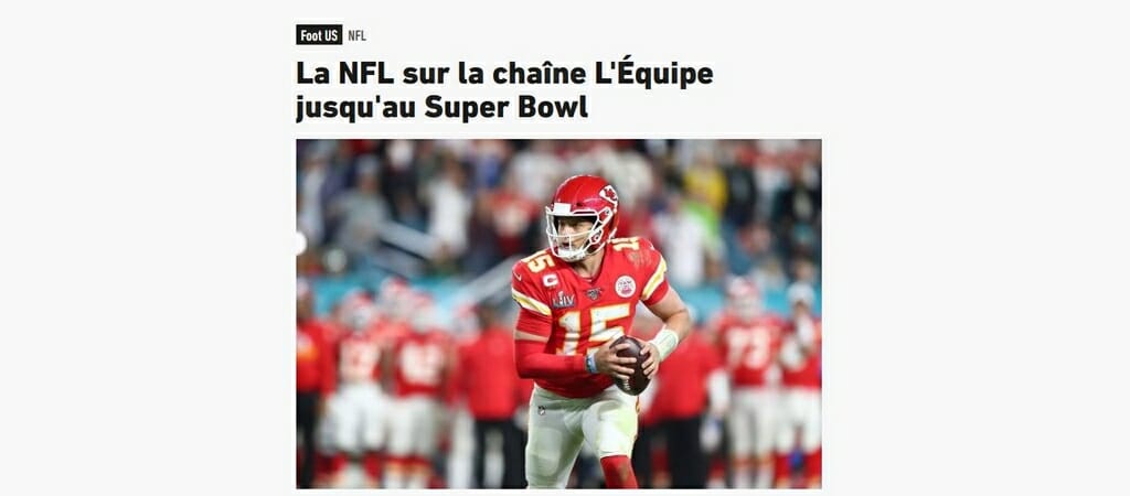 Super Bowl sur la chaîne L'equipe