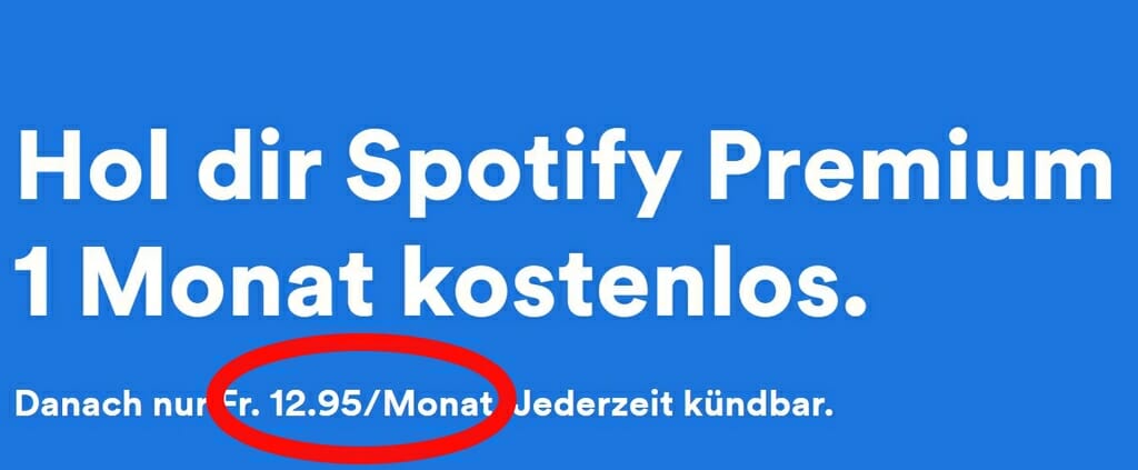 Abbonamento Spotify Premium più costoso in Svizzera