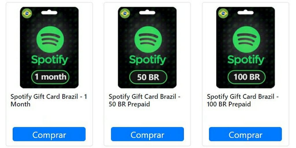 Gift cards per Spotify Brasile