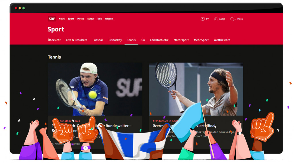 Tennis streaming op SRF live en gratis in Zwitserland