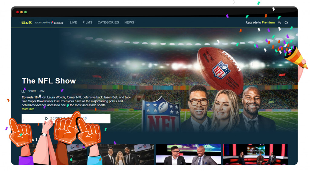 De NFL streaming op ITVX in het VK