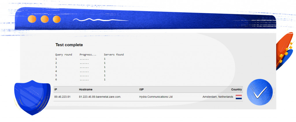 Test de fuite DNS de Surfshark