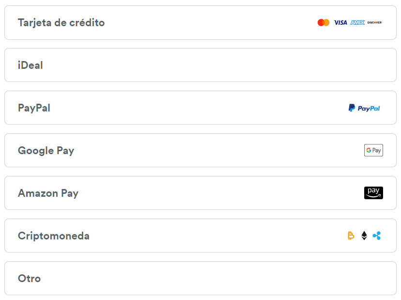 Opciones de pago de Surfshark