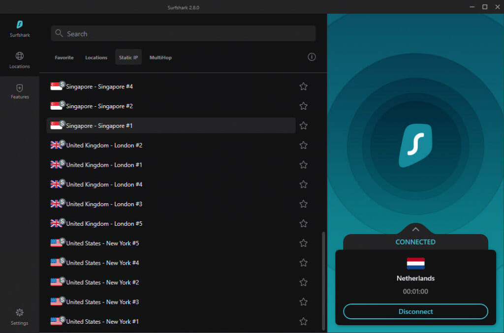 Surfshark static IP feature