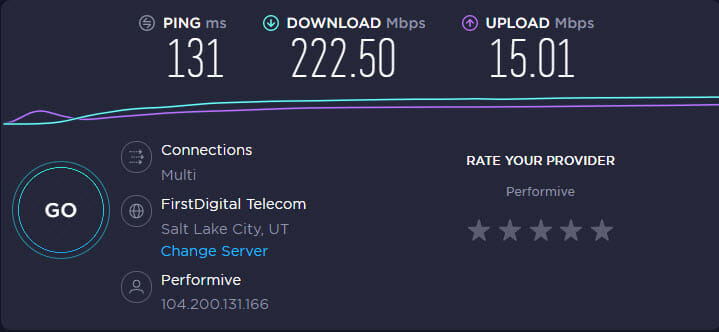 Surfshark speedtest US server connection