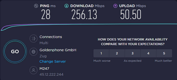 Surfshark speedtest Swiss server connection