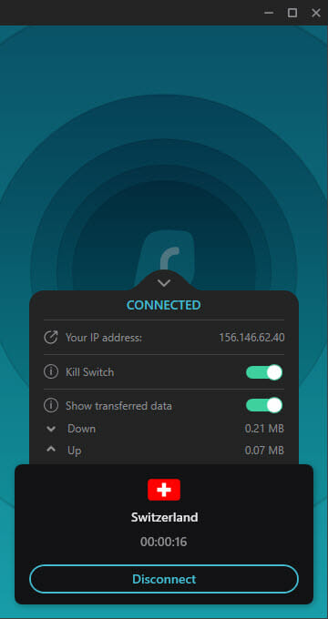 Surfshark VPN verbonden