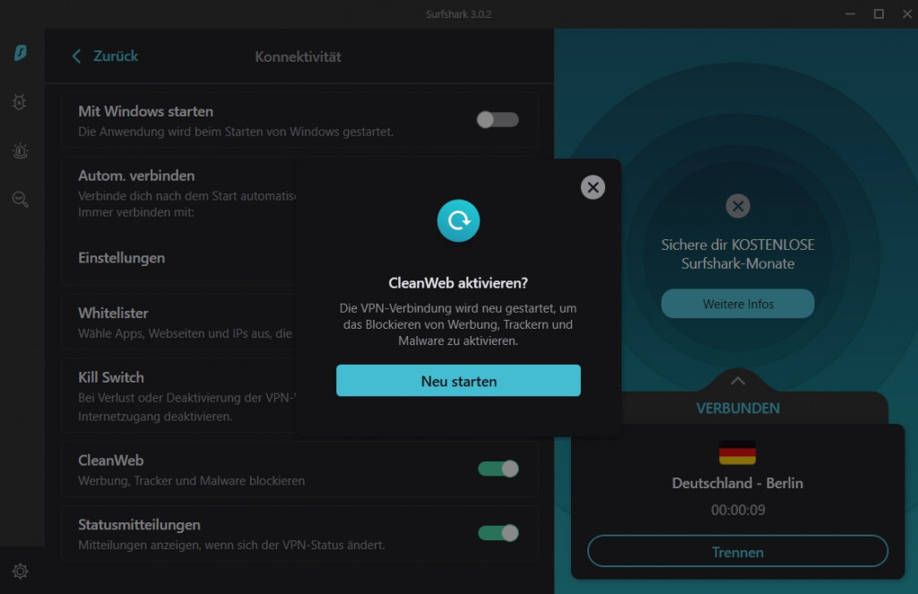 Surfshark CleanWeb Funktion