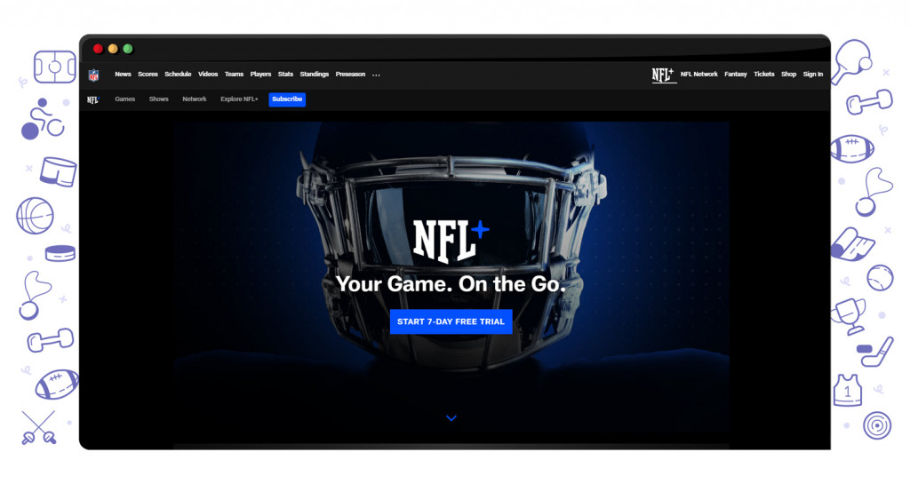 The NFL+ streaming service