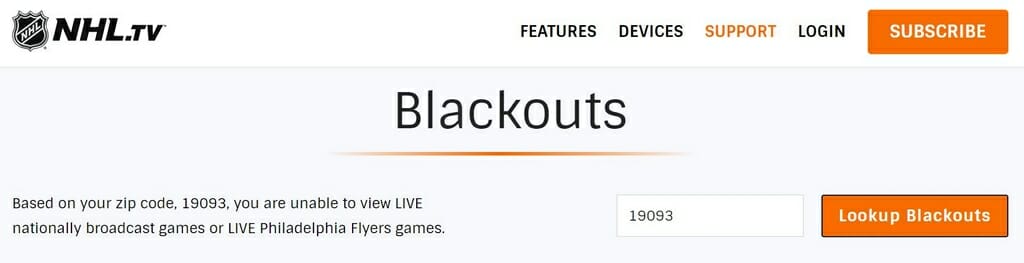 NHL blackouts due to broadcasting rights