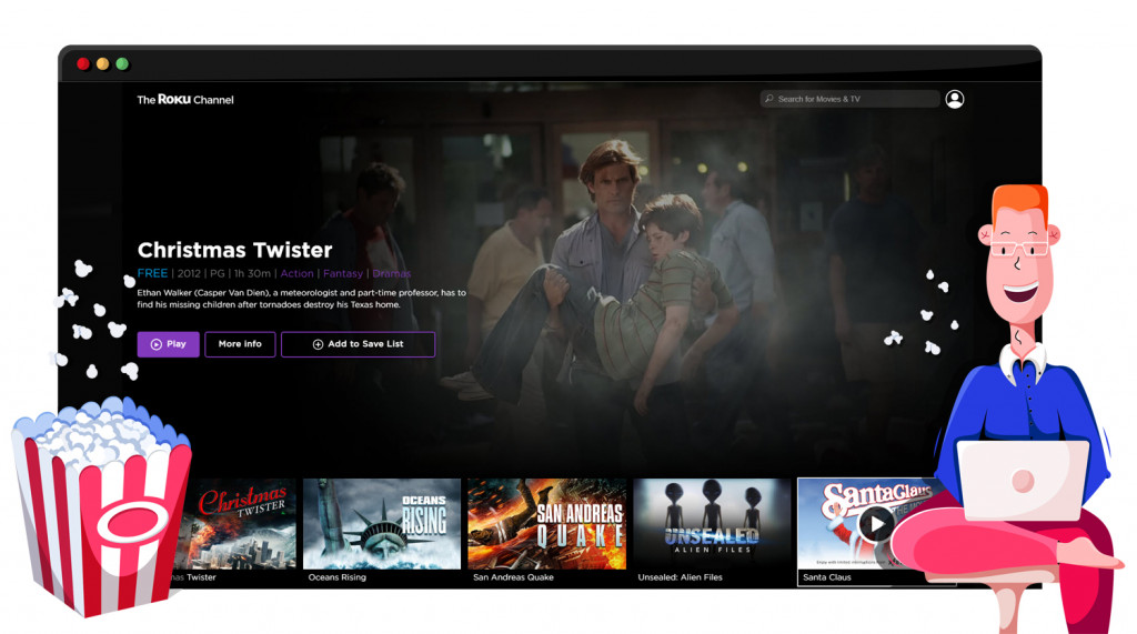 Kostenlose Filme auf dem Roku Channel streamen