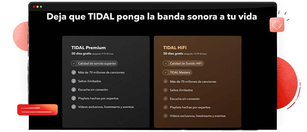 Lista de precios de Tidal en España