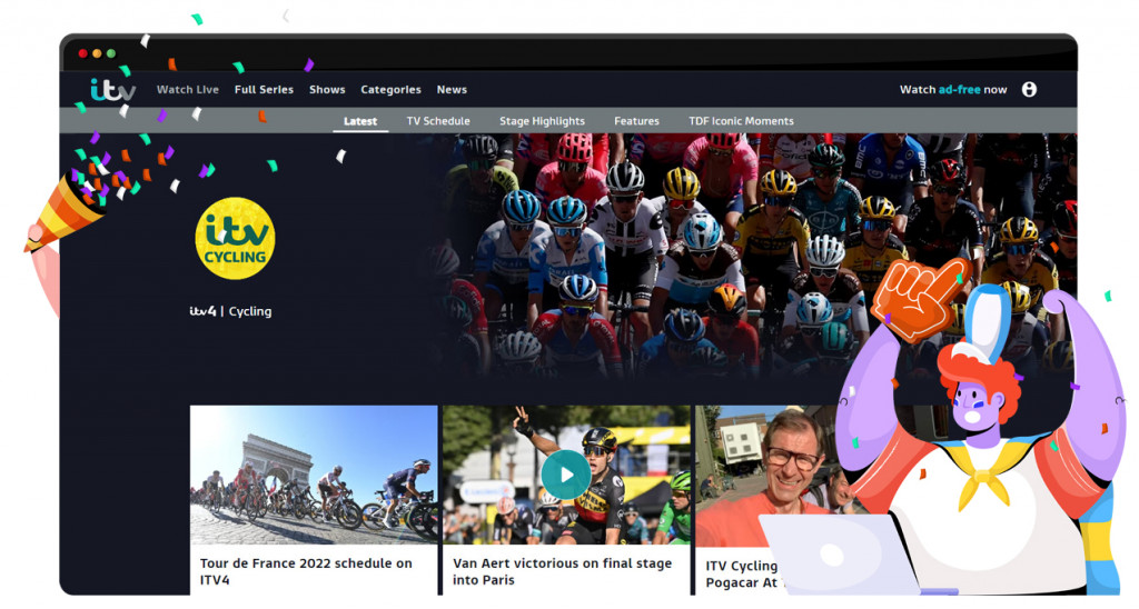 Tour de France streaming on ITV HUB in the UK