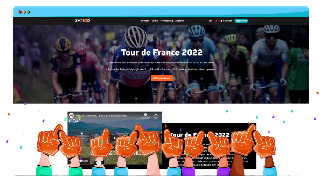 Tour de France streaming live and free on Zattoo