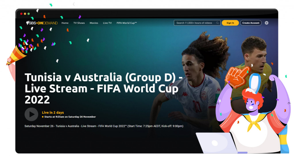 Australia vs Tunisia on SBS-on-Demand