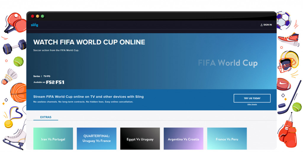2022 FIFA World Cup streaming on Sling TV in the US
