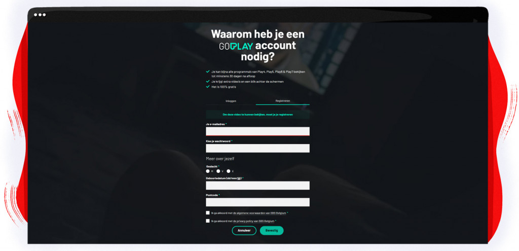 Registreren op GoPlay vanuit Nederland