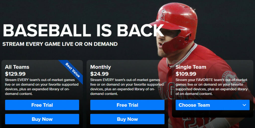 MLB.TV subscription plans and prices